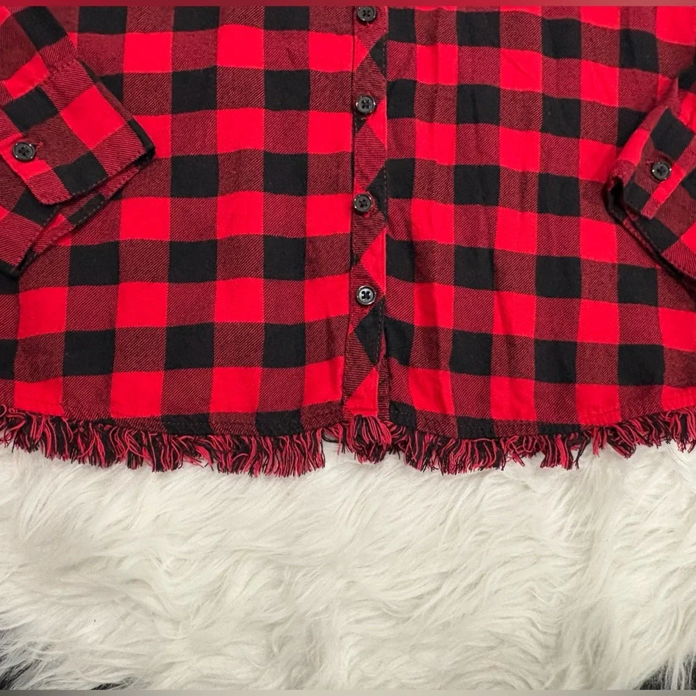 Justice Girl Red and Black Plaid Shirt Size 14